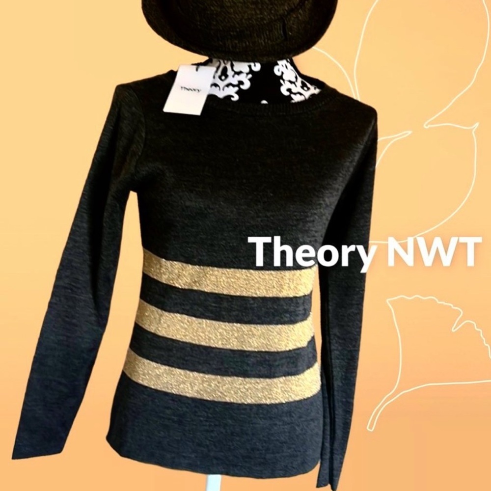 Theory modern cashmere striped sweater NWT